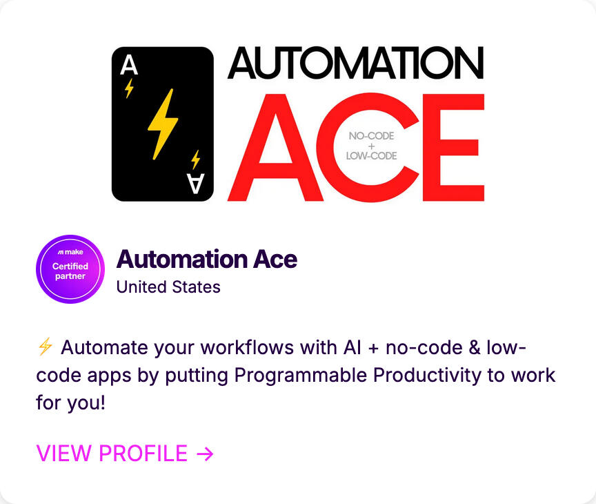 Automation Ace | Troy Tessalone - Make.com Partner