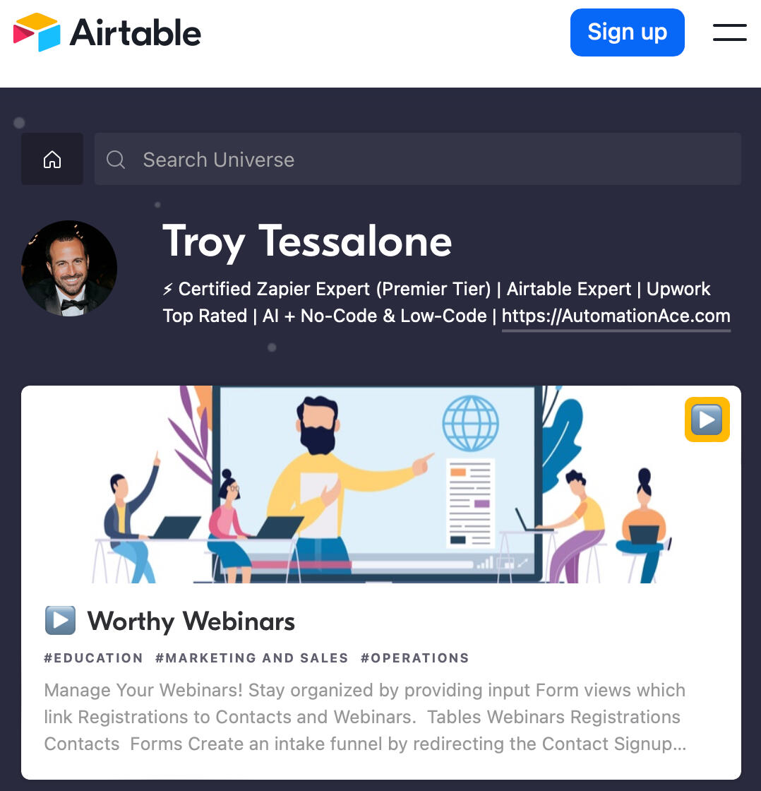 Automation Ace | Troy Tessalone - Airtable Universe Creator